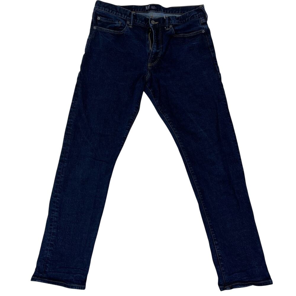 Gap Jeans Mens Denim Straight Taper Blue Dark Wash 34 X 32